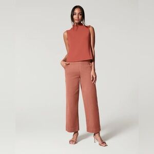 SPANX Stretch Twill Cropped Wide Leg Pant Bronze glow size small petite